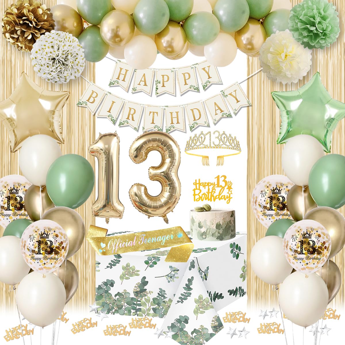 Amazon.com: 13th Birthday Decorations for Girls, Sage Green 13